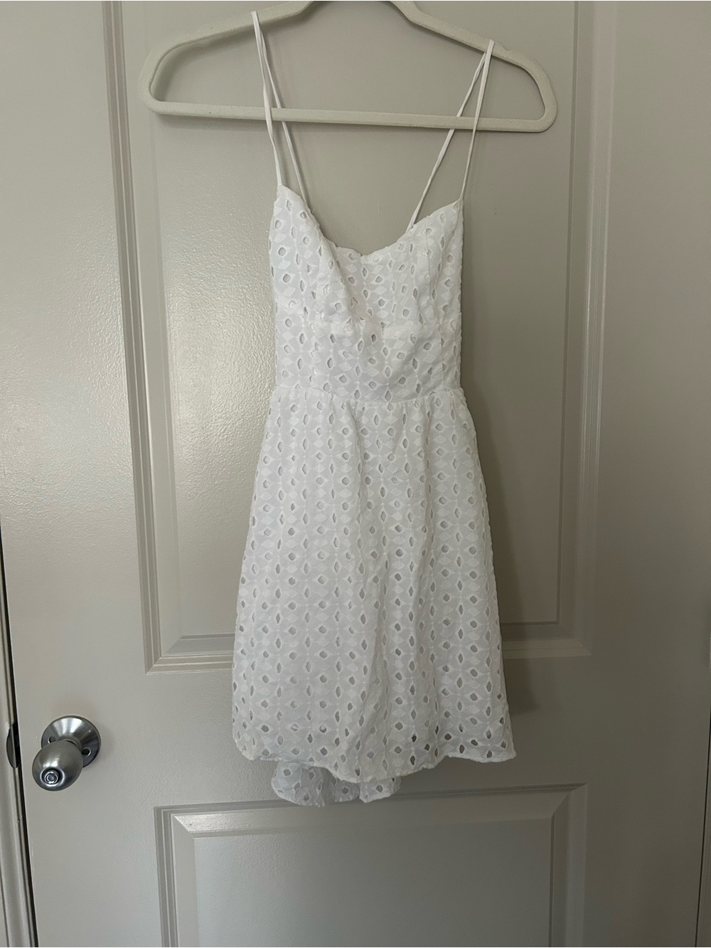 Show Me Your MuMu White Eyelet Spaghetti-Strap Mini Dress NWT